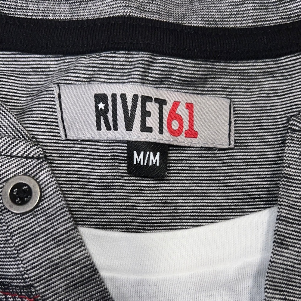NWOT - RIVET61 Gray Short Sleeve Henley Shirt - Picture 2 of 7